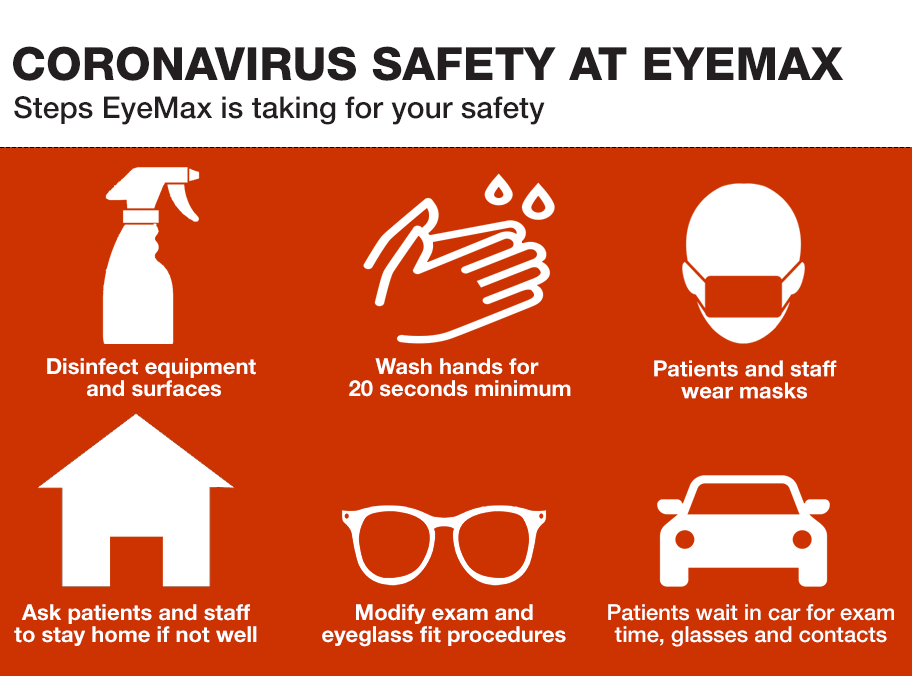 Mesquite Eye Doctor: Disinfect surfaces, wash hands for 20 seconds, wear protective face covering, curbisde delivery of glasses and contacts