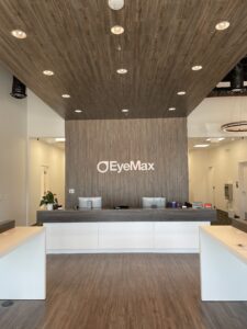 EyeMax Family Vision modern interior and reception area in Frisco, TX